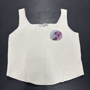 NWT Veveret‎ Disco Honey White Tank Crop Top Stretch Womens Size Small